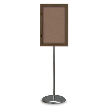 United Visual Products Corkboard, Double Door, Radius Frame, 48x36", Bronze/Buff UV7003-BRONZE-BUFF